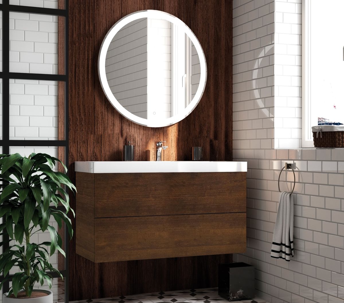 Мебель для ванной комнаты подвесная Art&Max VERONA-PUSH 100 см Rovere Barrick