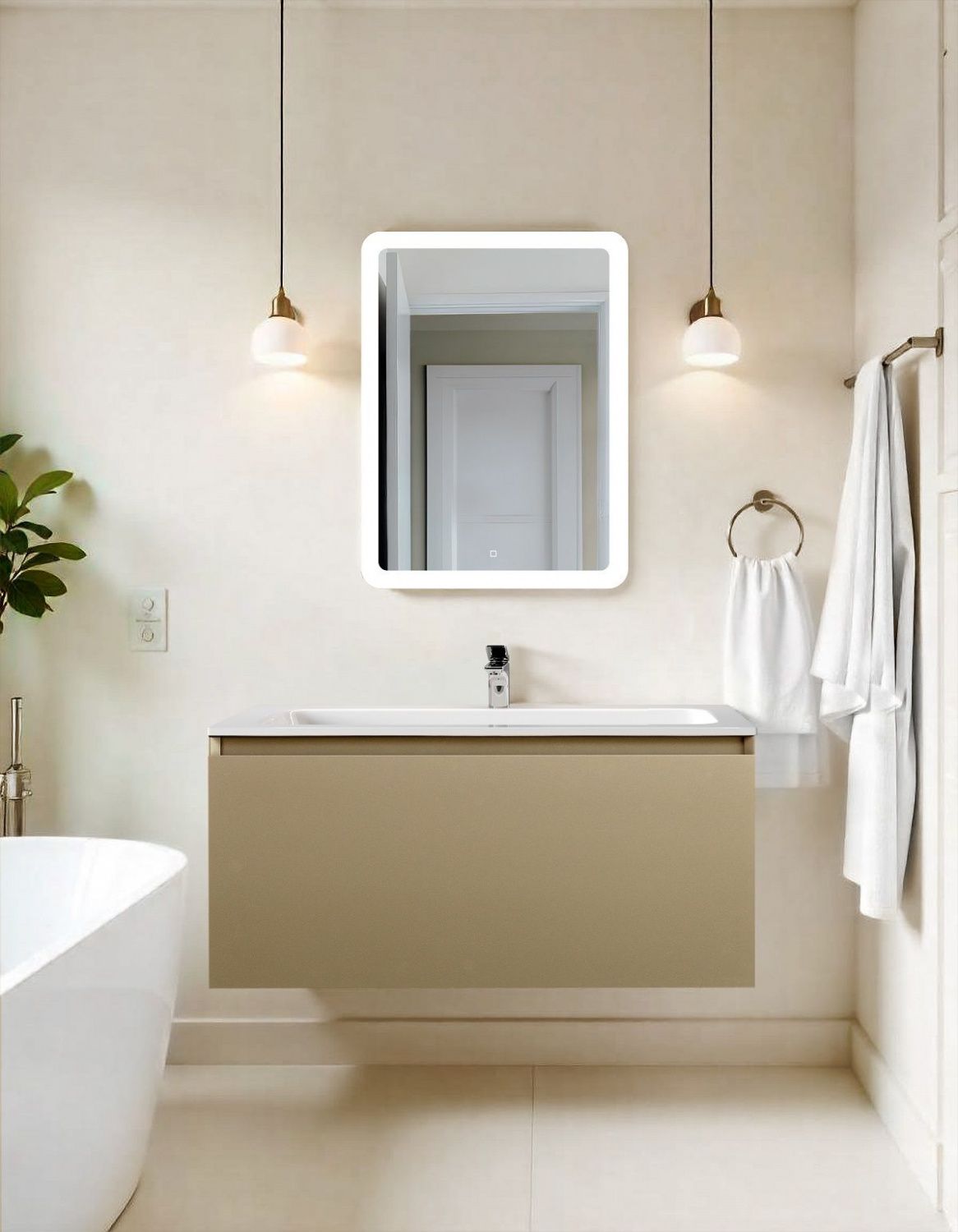 Мебель для ванной комнаты подвесная Art&Max ЛАТИНА LATINA 100 см Серо-бежевый матовый