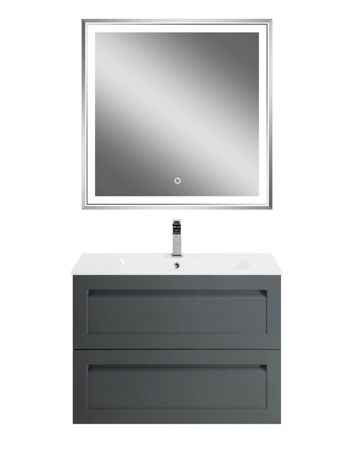 Мебель для ванной комнаты подвесная с керамической раковиной Art&Max ПЛАТИНО PLATINO 80 см Серый матовый
