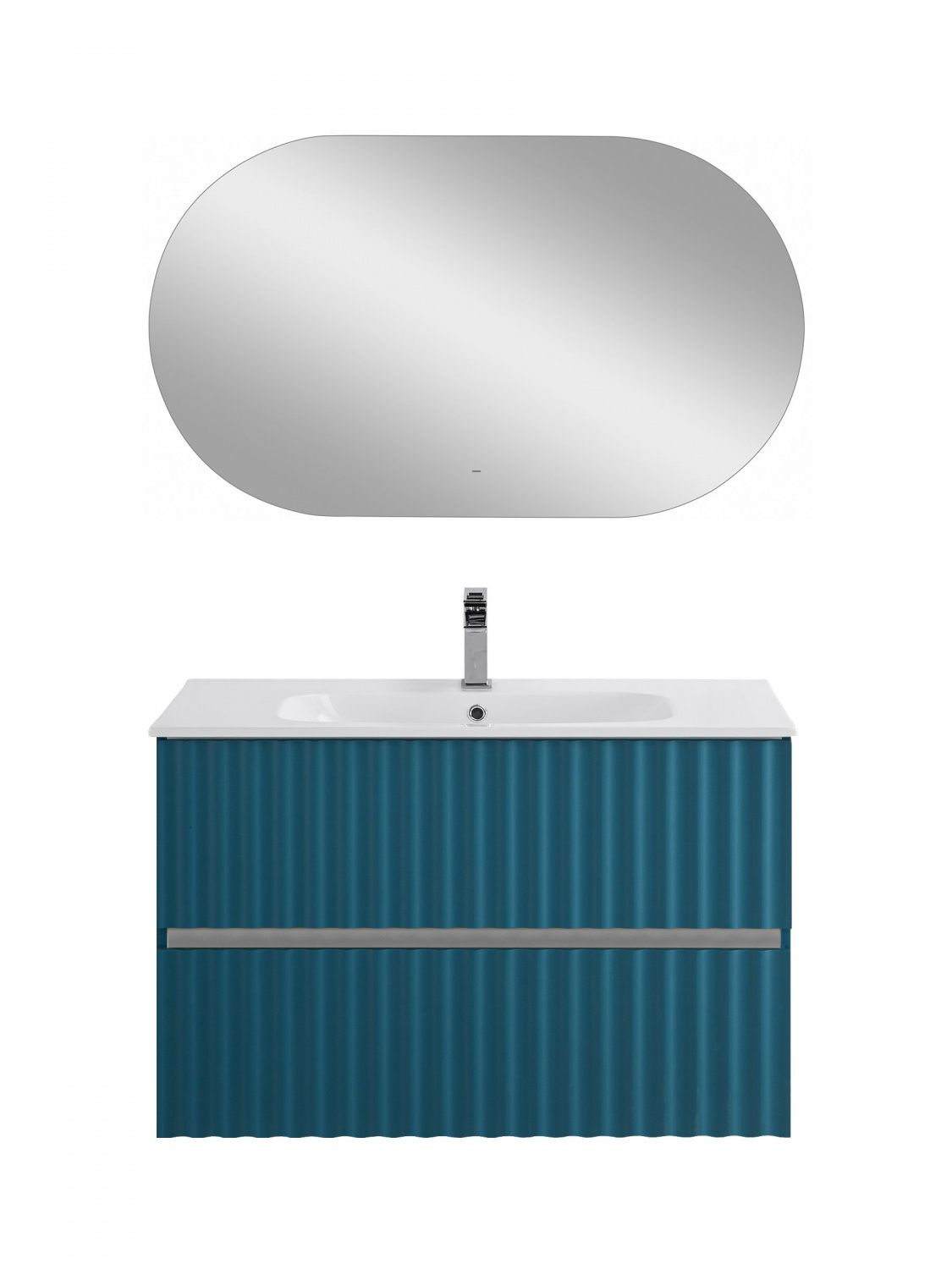 Мебель для ванной комнаты подвесная с LED подсветкой ручек Art&Max ЭЛЕГАНТ ELEGANT 90 см Аквамарин