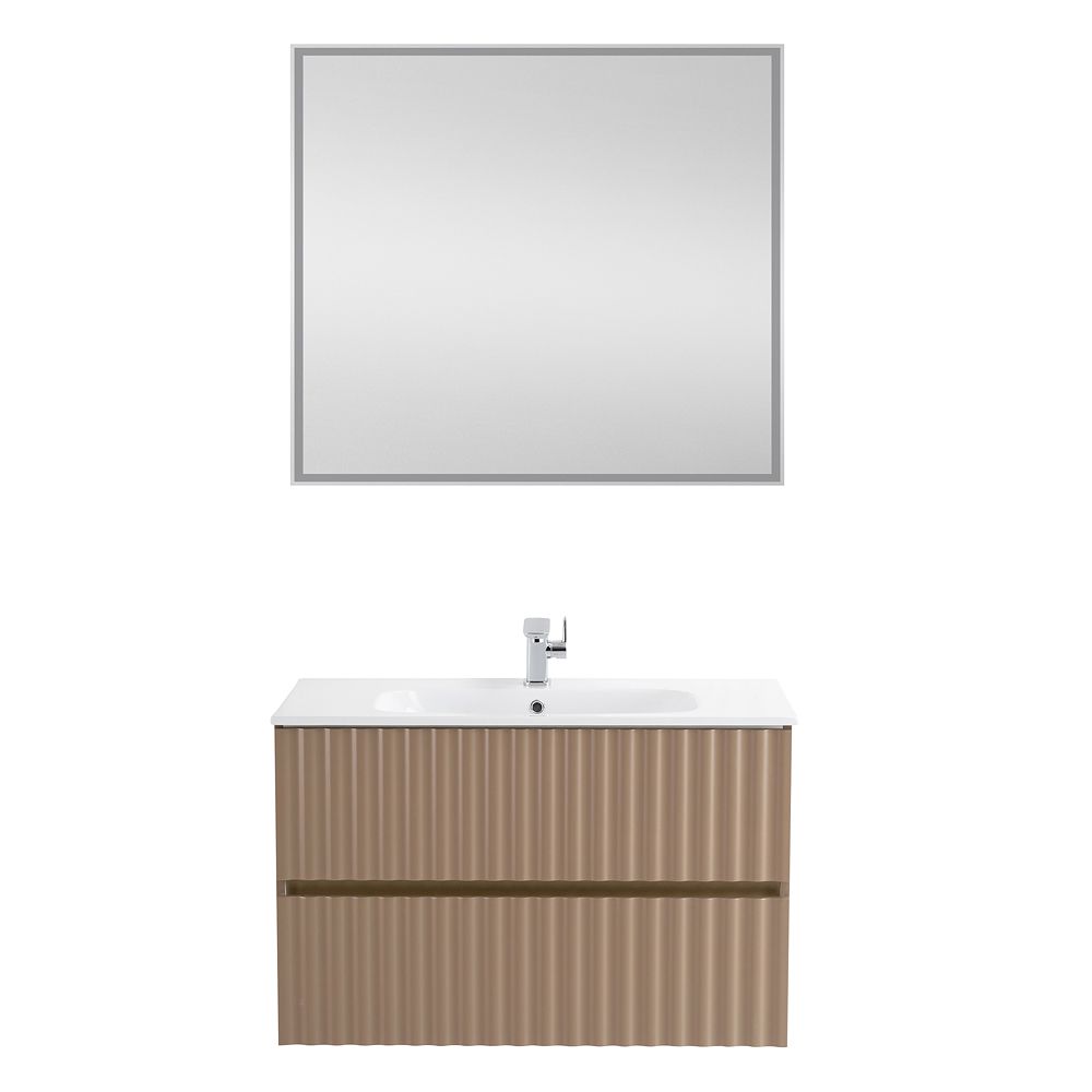 Мебель для ванной комнаты подвесная с LED подсветкой ручек Art&Max ELEGANT 90 см Капучино матовый