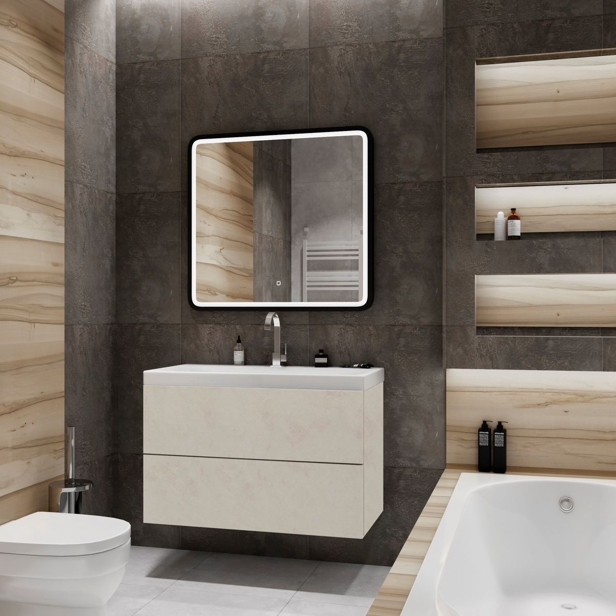 Мебель для ванной комнаты подвесная Art&Max VERONA-PUSH 80 см Venetiano