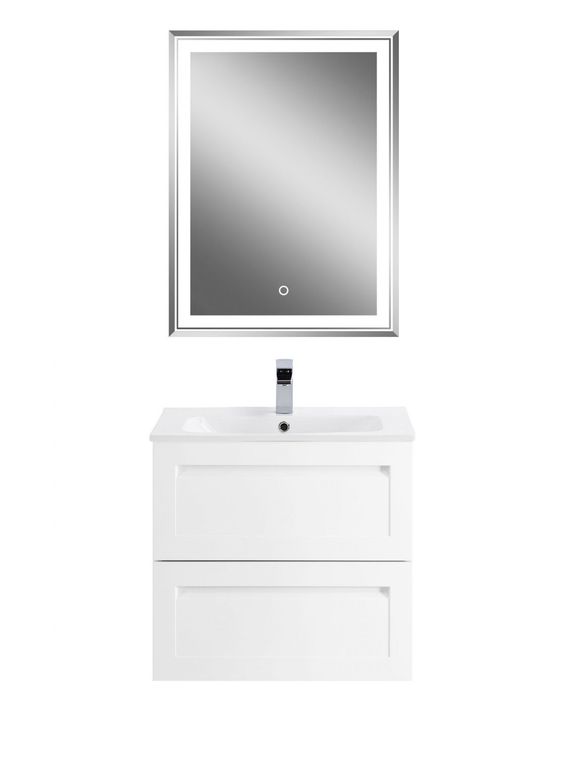 Мебель для ванной комнаты подвесная с керамической раковиной Art&Max ПЛАТИНО PLATINO 60 см Белый глянцевый