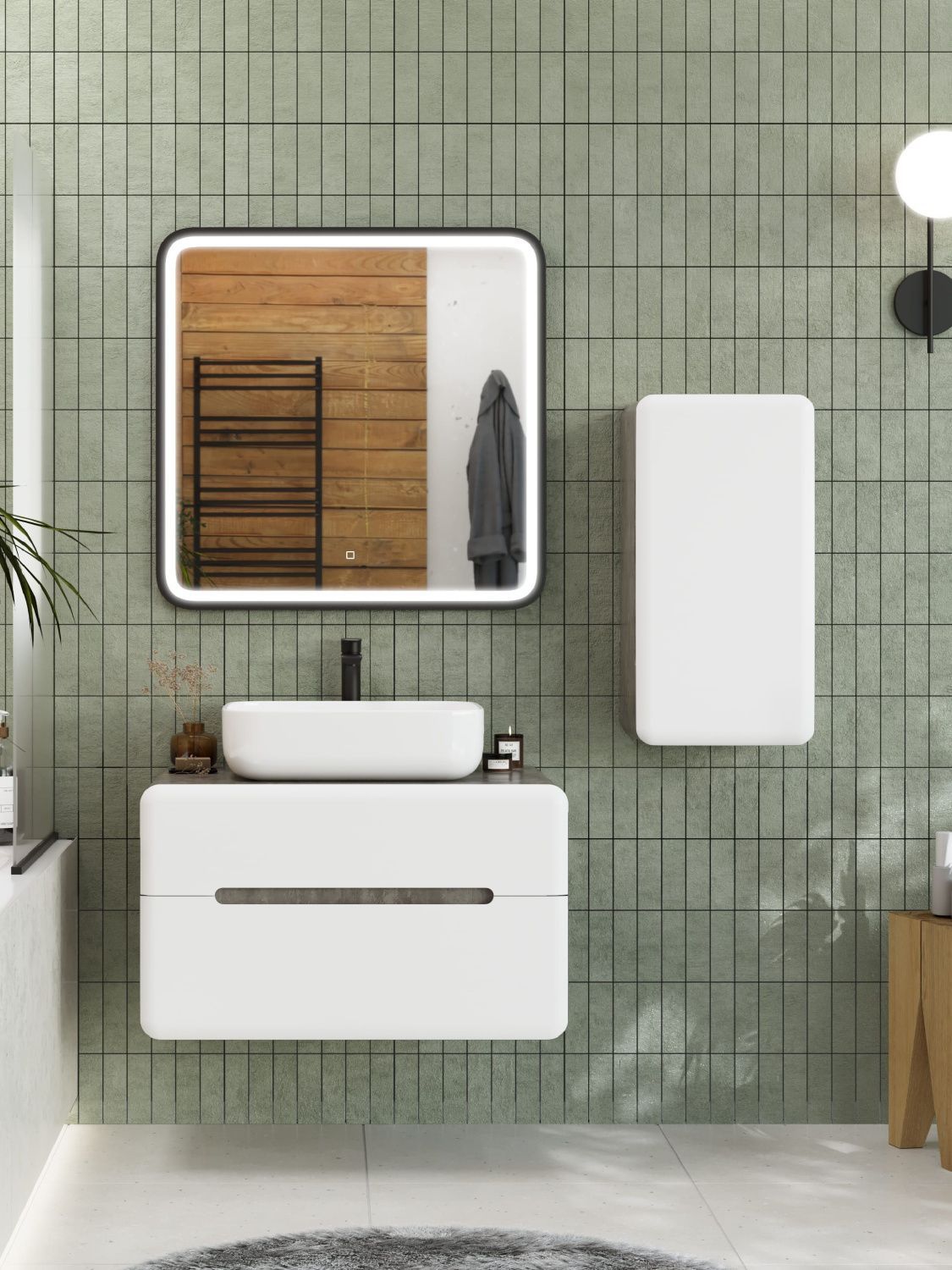 Мебель для ванной комнаты подвесная Art&Max ЖЕНОВА GENOVA 80 см Бетон бромо