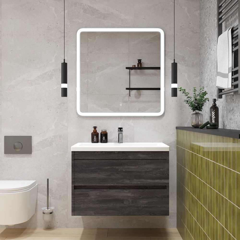Мебель для ванной комнаты подвесная Art&Max FAMILY-M 75 см Железный камень