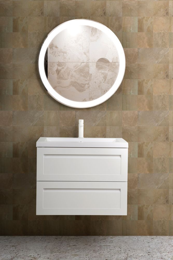 Мебель для ванной комнаты подвесная с керамической раковиной Art&Max PLATINO 80 см Белый матовый