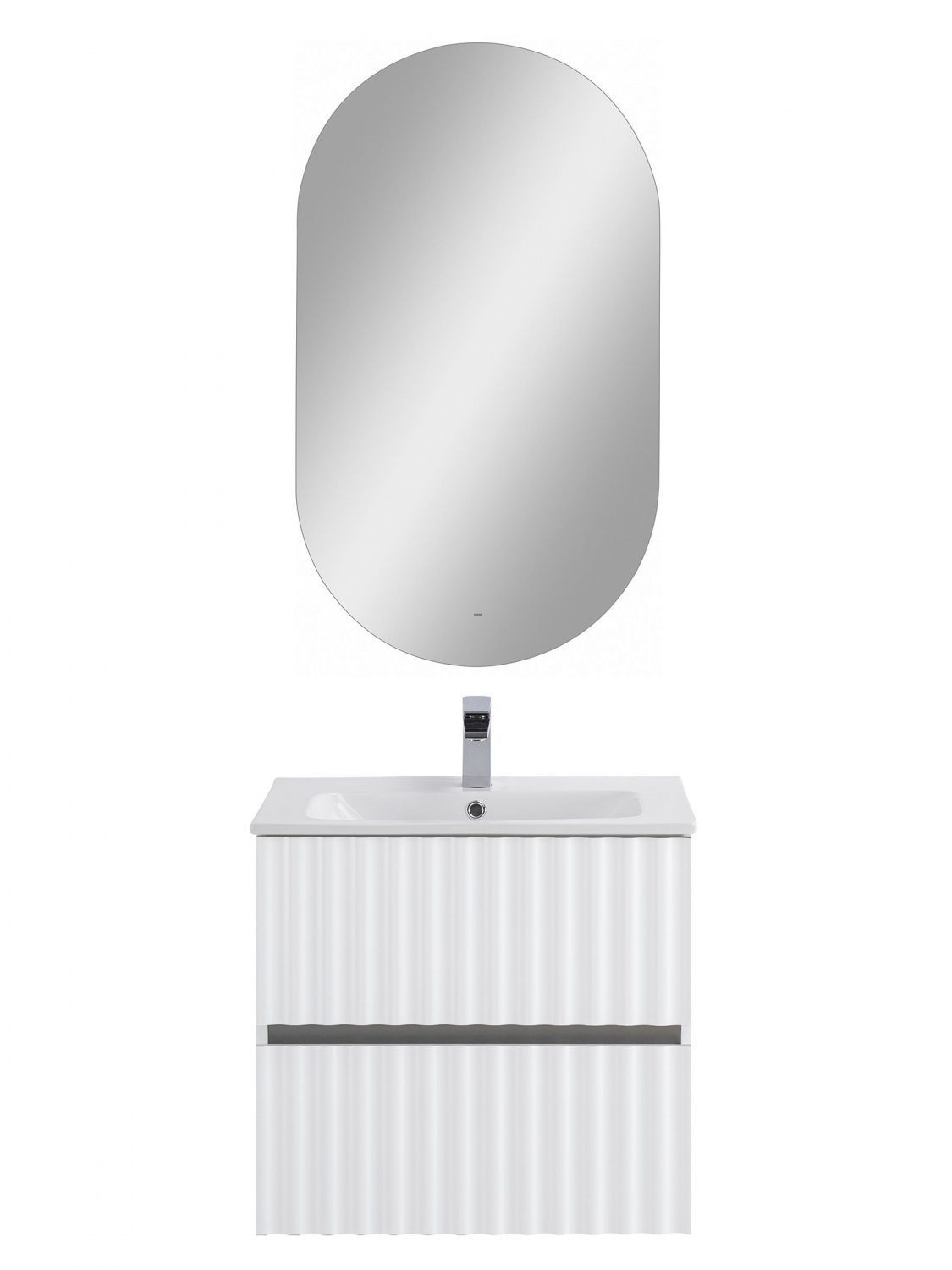 Мебель для ванной комнаты подвесная с LED подсветкой ручек Art&Max ЭЛЕГАНТ ELEGANT 60 см Белый глянцевый