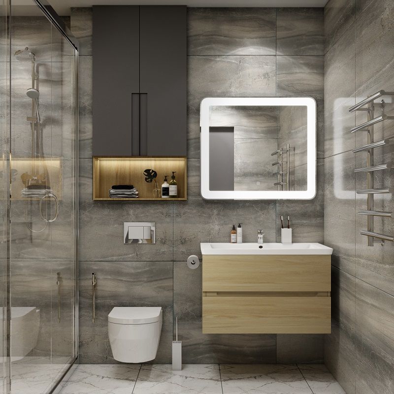 Мебель для ванной комнаты подвесная Art&Max ТЕХНО TECHNO 90 см Дуб мадейра янтарь