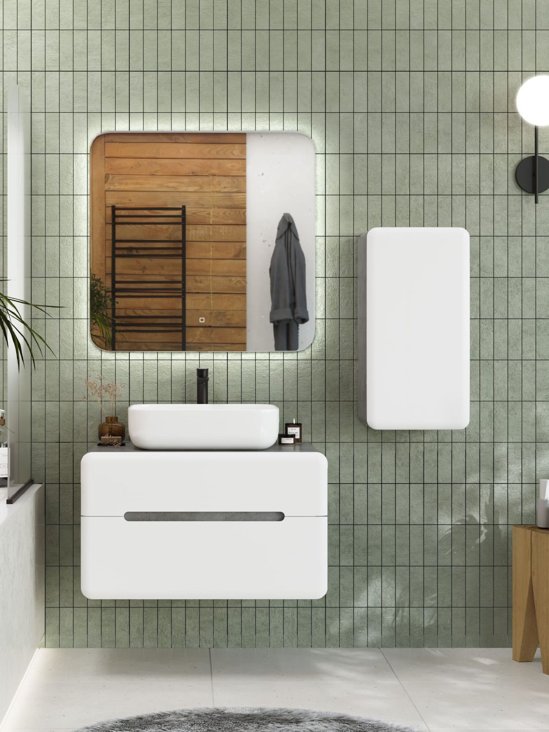 Мебель для ванной комнаты подвесная Art&Max ЖЕНОВА GENOVA 80 см Бетон лофт натуральный