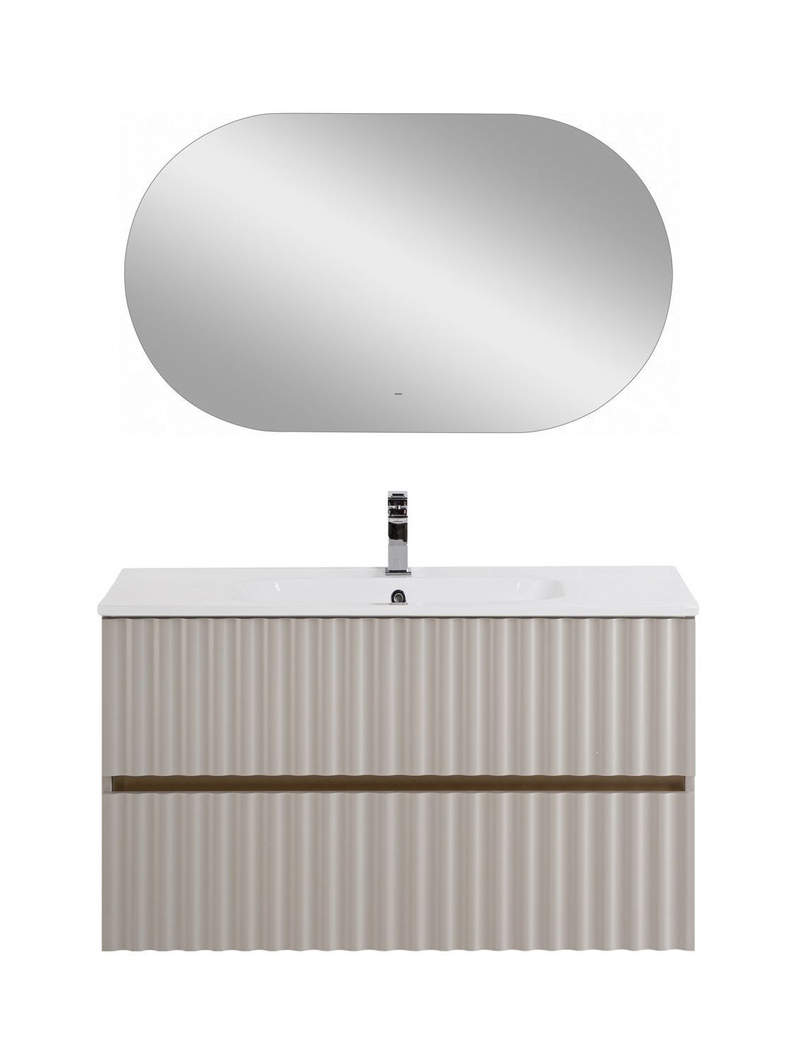 Мебель для ванной комнаты подвесная с LED подсветкой ручек Art&Max ELEGANT 100 см Светло-серый матовый