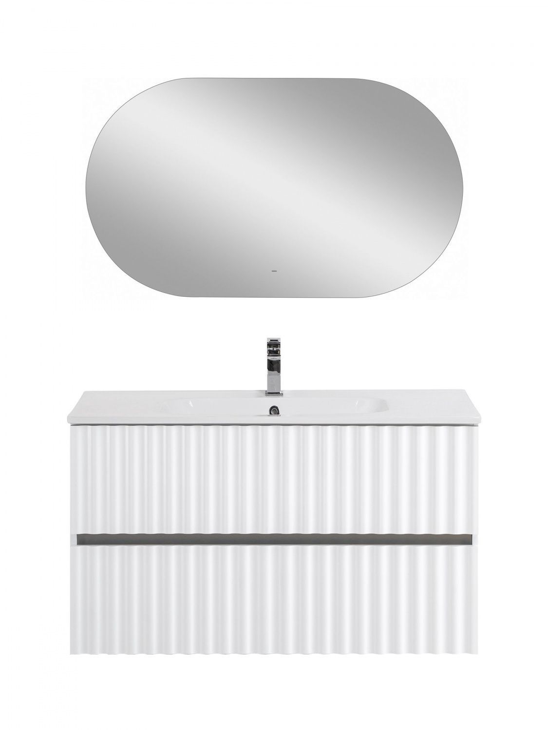 Мебель для ванной комнаты подвесная с LED подсветкой ручек Art&Max ЭЛЕГАНТ ELEGANT 100 см Белый глянец