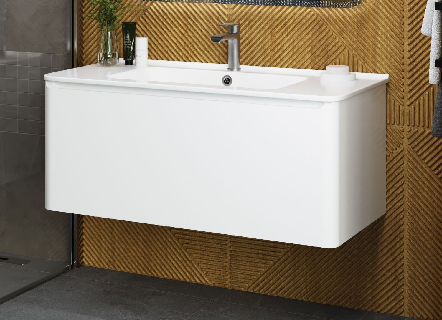 База под раковину подвесная, с одним выкатным ящиком Art&Max AM-Sanremo-1000-1C-SO-BL