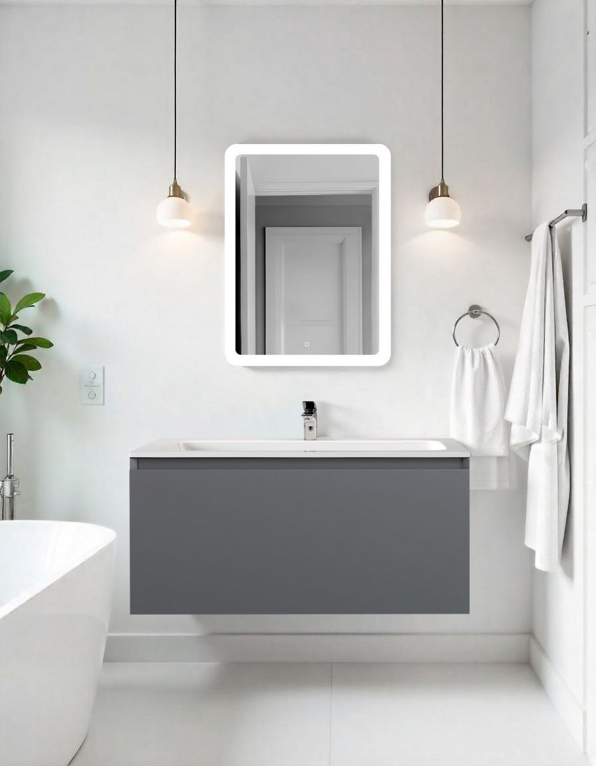 Мебель для ванной комнаты подвесная Art&Max ЛАТИНА LATINA 100 см Серый матовый