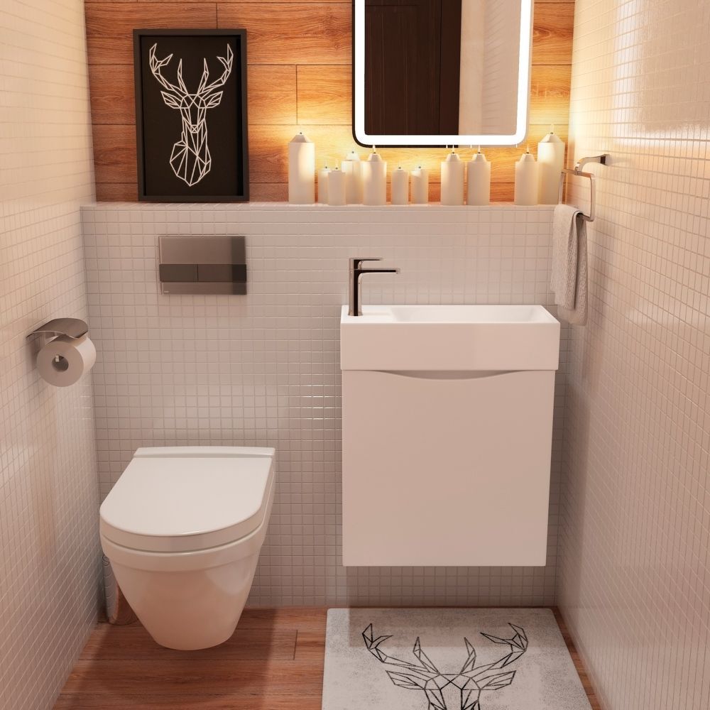Мебель для ванной комнаты с одной распашной дверцей,правая Art&Max LIBERTY 50 см Bianco Lucido