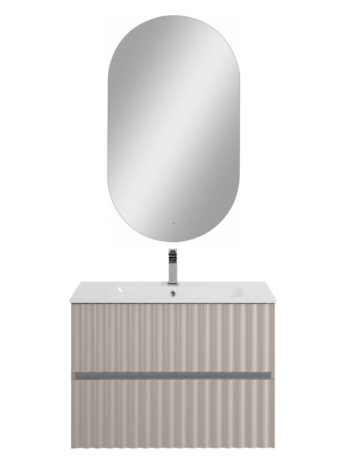 Мебель для ванной комнаты подвесная с LED подсветкой ручек Art&Max ЭЛЕГАНТ ELEGANT 80 см Светло-серый матовый