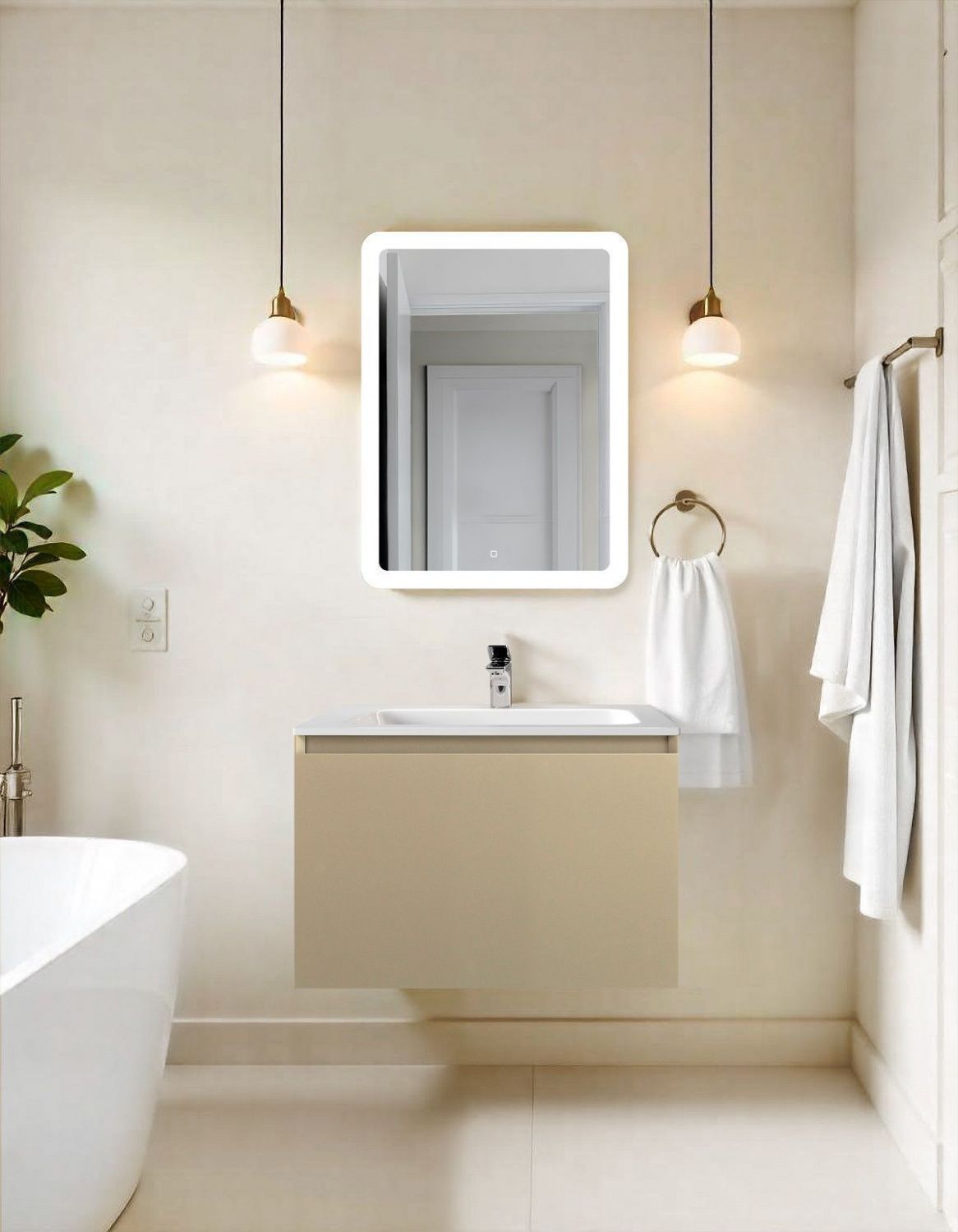 Мебель для ванной комнаты подвесная Art&Max ЛАТИНА LATINA 60 см Серо-бежевый матовый