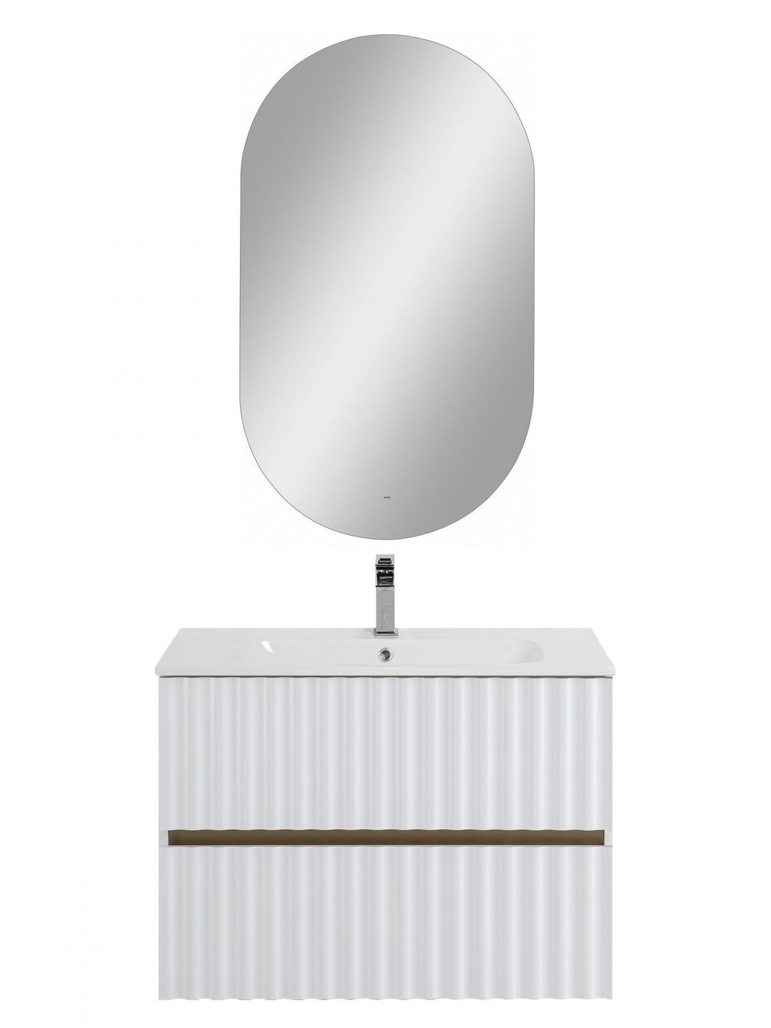 Мебель для ванной комнаты подвесная с LED подсветкой ручек Art&Max ELEGANT 80 см Белый матовый